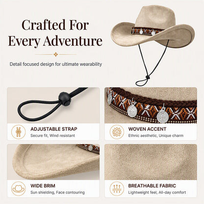 Vintage Western Cowboy Hat with Ethnic Band