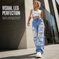 Women's Ripped Wide Leg Jeans Distressed High Waisted Denim Pants