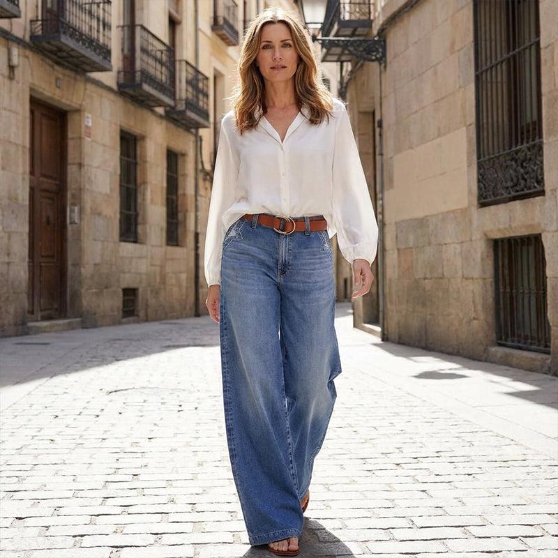 🔥🔥50% OFF!🎁👖Women's High-Waist Wide-Leg Pants – Retro Style, Comfortable Fit & Casual Look👖✨