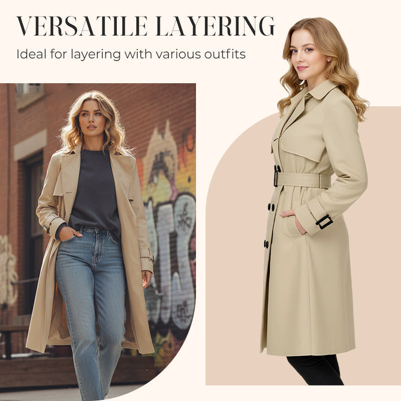 Women's Casual Double-Breasted Trench Coat