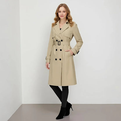 Women's Casual Double-Breasted Trench Coat