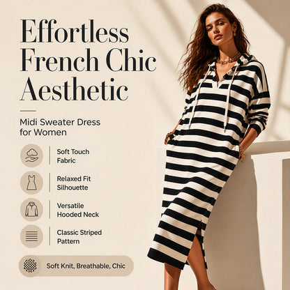 Women's Casual Striped Hoodie Dress