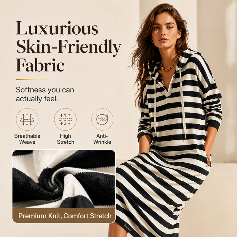 Women's Casual Striped Hoodie Dress