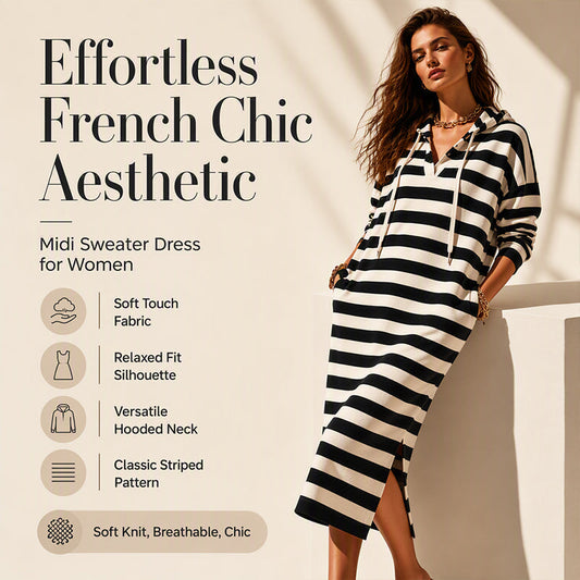 Women's Casual Striped Hoodie Dress