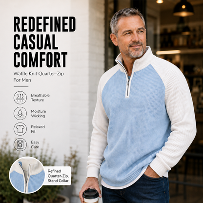 Men's Waffle Knit Quarter Zip T-Shirt