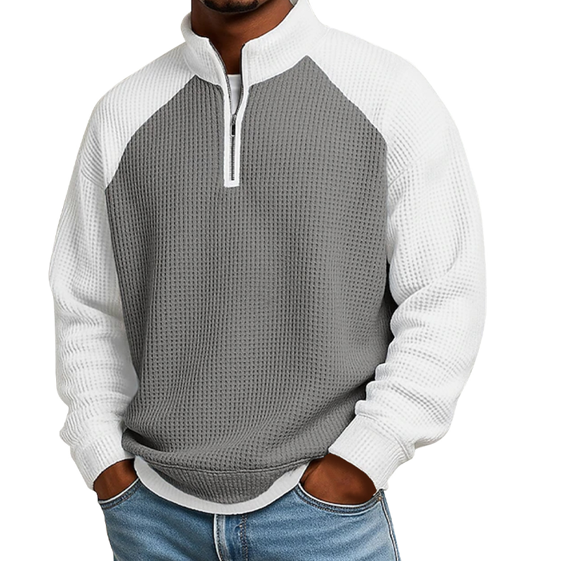 Men's Waffle Knit Quarter Zip T-Shirt