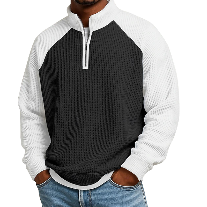 Men's Waffle Knit Quarter Zip T-Shirt