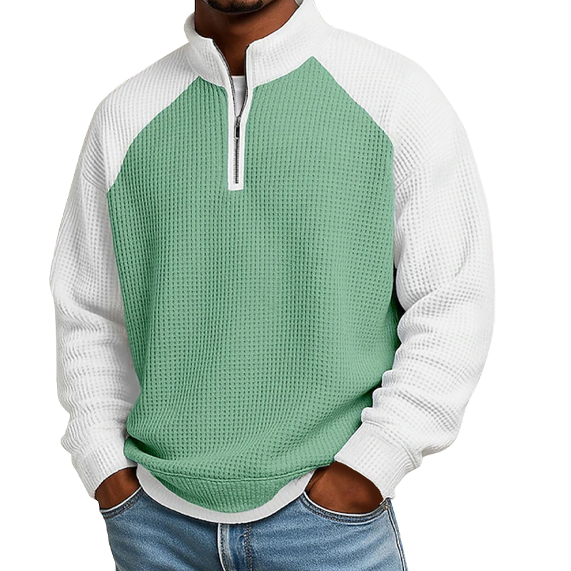 Men's Waffle Knit Quarter Zip T-Shirt