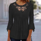 ✨ Feminine Comfort | Women's Hollow-Out Lace Patchwork 3/4-Sleeve Blouse