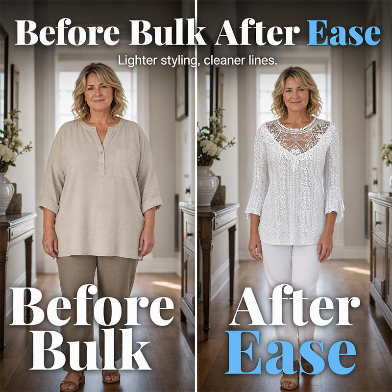 ✨ Feminine Comfort | Women's Hollow-Out Lace Patchwork 3/4-Sleeve Blouse
