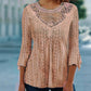 ✨ Feminine Comfort | Women's Hollow-Out Lace Patchwork 3/4-Sleeve Blouse