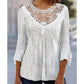 ✨ Feminine Comfort | Women's Hollow-Out Lace Patchwork 3/4-Sleeve Blouse