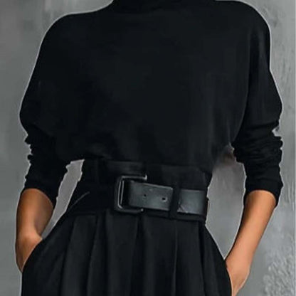 Women’s Elegant Turtleneck Top & High-Waist Pants Set