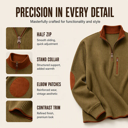 Men's Color-Block Corduroy Half-Zip Sweatshirt