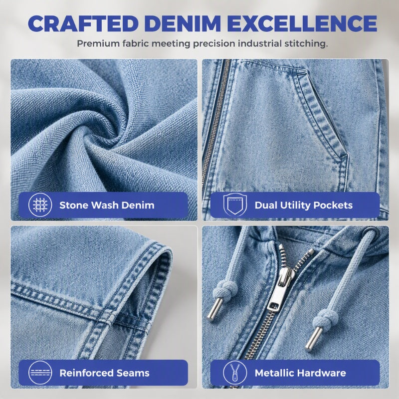 Women's Casual Denim Hooded Vest Jacket