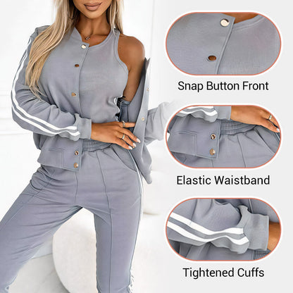 Women's Casual 3-Piece Set - Jacket, Tank Top & Pants