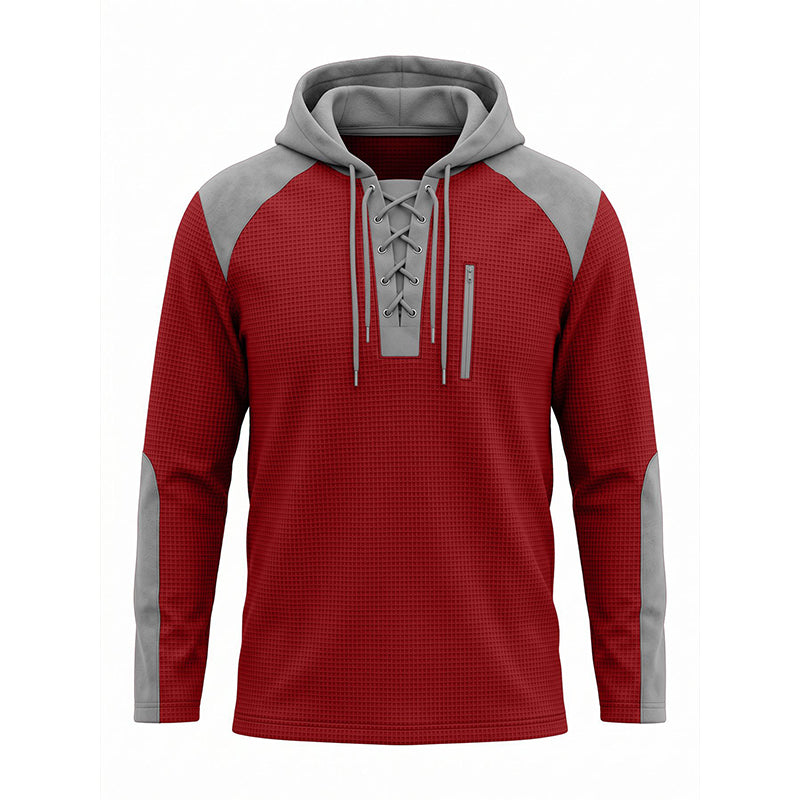 Men's Casual Knit Color-Block Hoodie