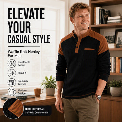 Men's Waffle Knit Stand Collar Sweatshirt