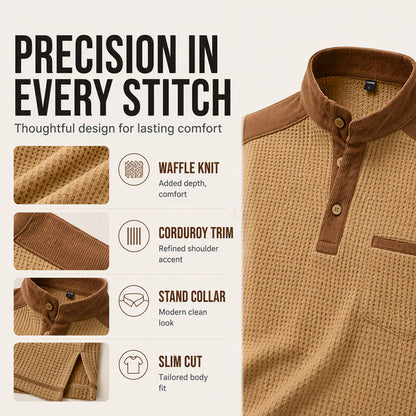 Men's Waffle Knit Stand Collar Sweatshirt