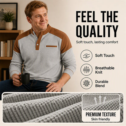 Men's Waffle Knit Stand Collar Sweatshirt