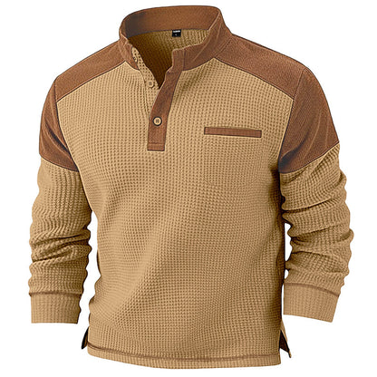 Men's Waffle Knit Stand Collar Sweatshirt