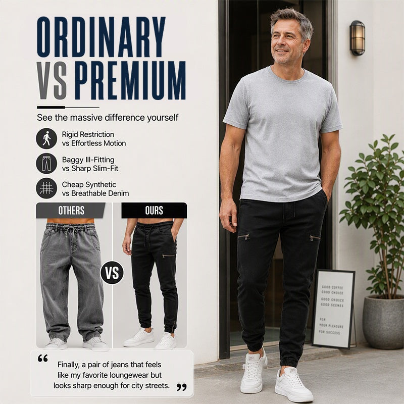 Men's Slim Fit Elastic Waist Denim Joggers