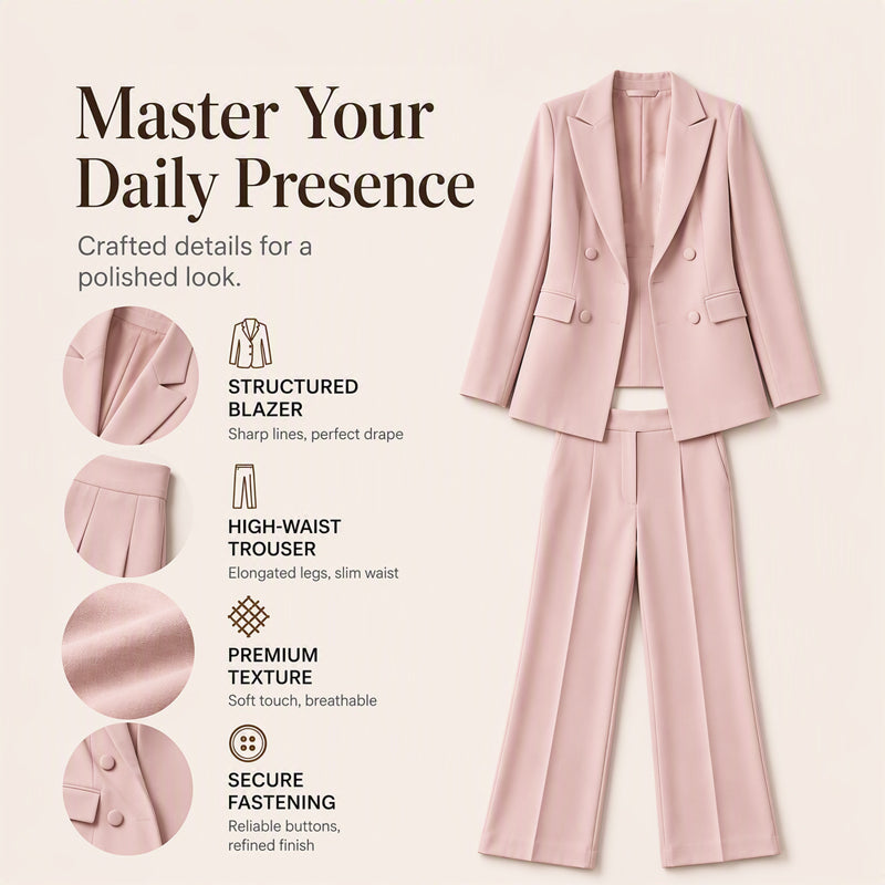 Women's Elegant Blazer Pants 2-Piece Set