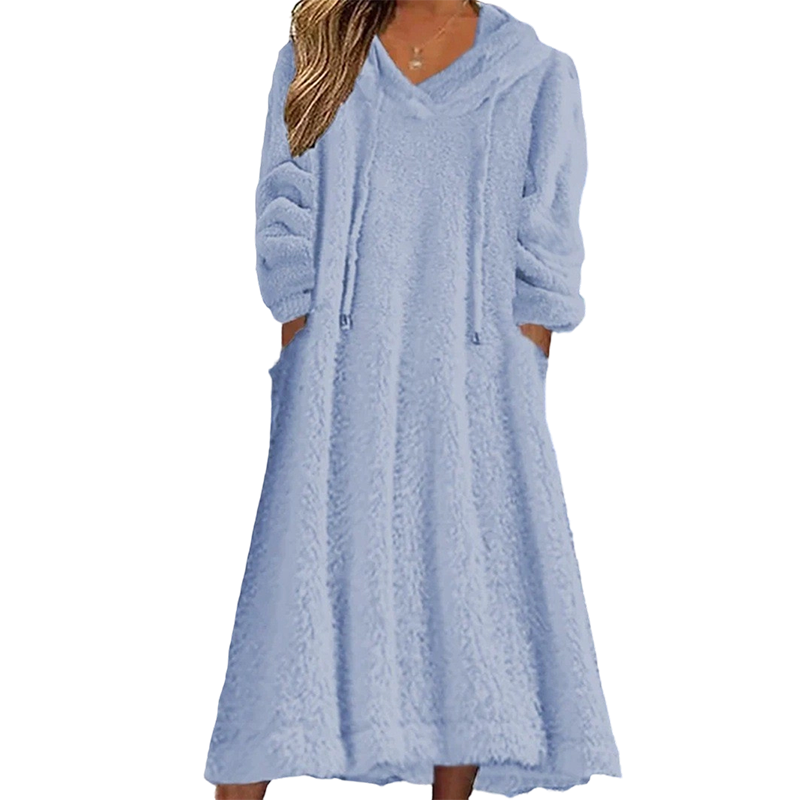Women’s Casual Plush Hooded Lounge Dress