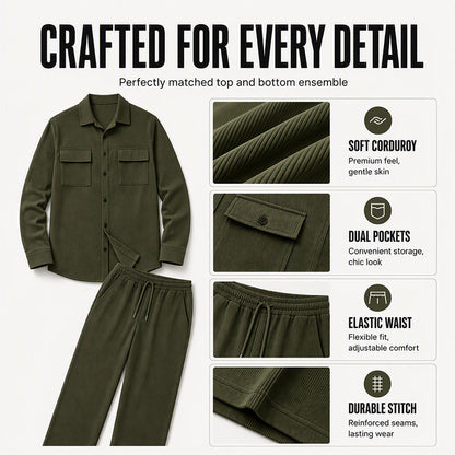 Men's Casual Corduroy Jacket & Pants Set