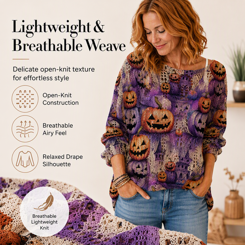🎃Halloween Sale -50% OFF👻Women's Halloween Loose Fit Batwing Knit Sweater
