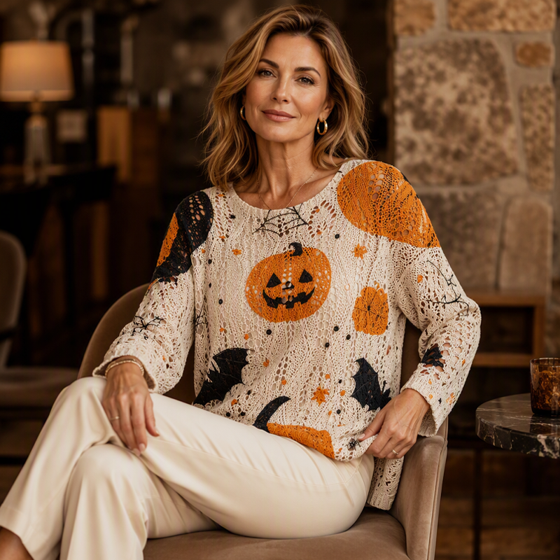 🎃Halloween Sale -50% OFF👻Women's Halloween Loose Fit Batwing Knit Sweater