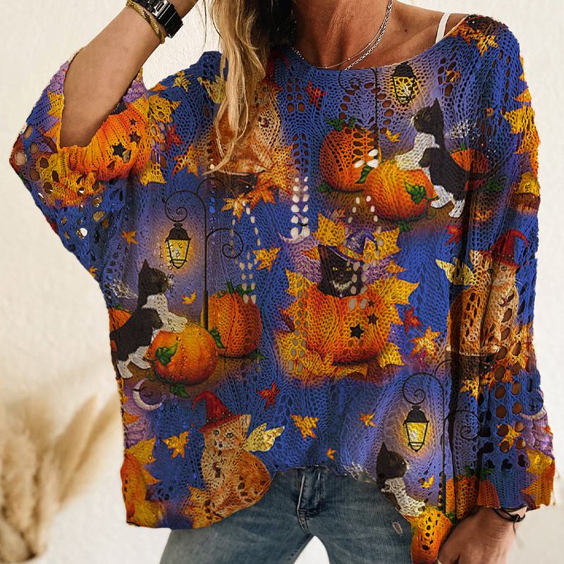 🎃Halloween Sale -50% OFF👻Women's Halloween Loose Fit Batwing Knit Sweater