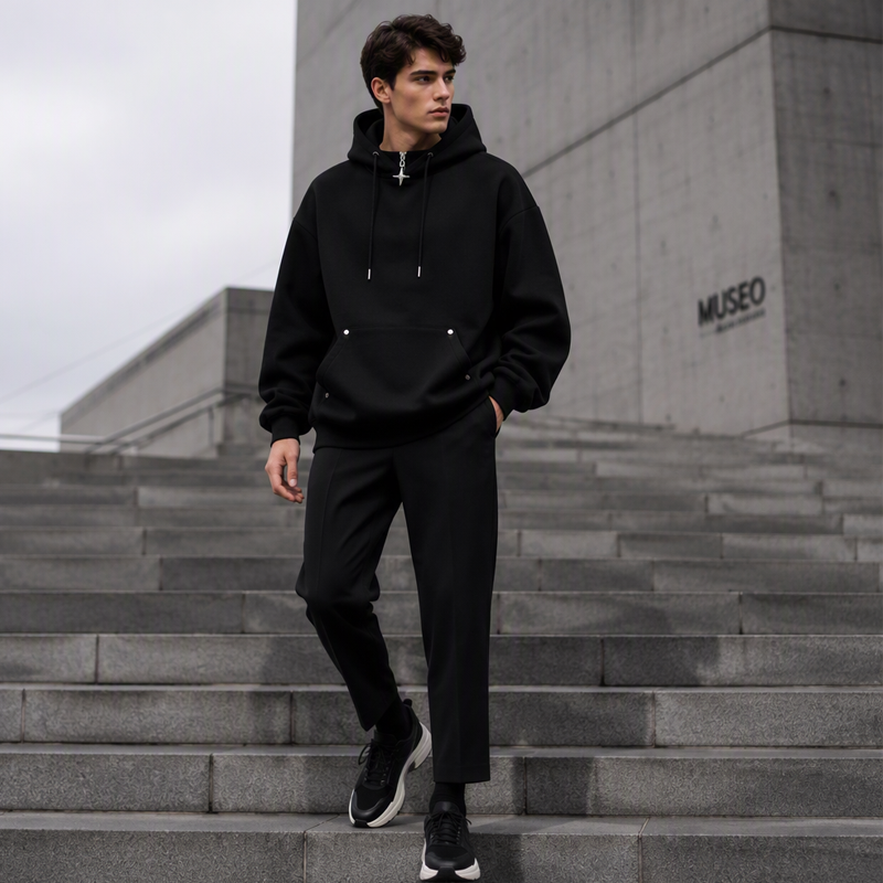 🍂 Men’s High-Collar Loose-Fit Hoodie – Cosy Comfort & Effortless Autumn Style