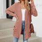 🍂 Fall Essential | Women's Striped Open-Front Long Knit Cardigan with Pockets