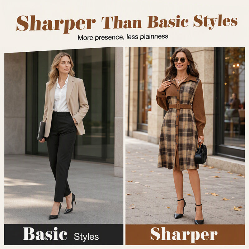 Women's Retro Plaid Button Down Dress