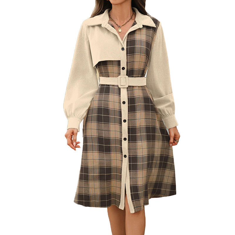Women's Retro Plaid Button Down Dress