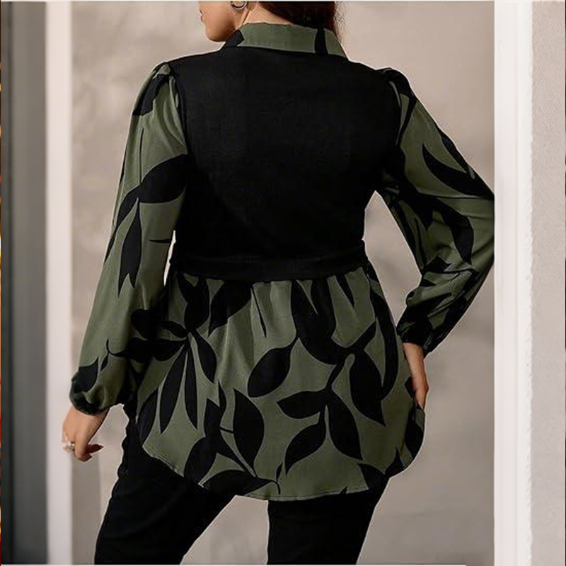 Women’s Elegant Fake 2-Piece Printed Shirt