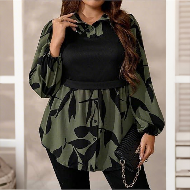 Women’s Elegant Fake 2-Piece Printed Shirt