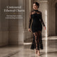 Women's Lace Splicing Long Sleeve Maxi Dress