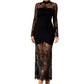 Women's Lace Splicing Long Sleeve Maxi Dress