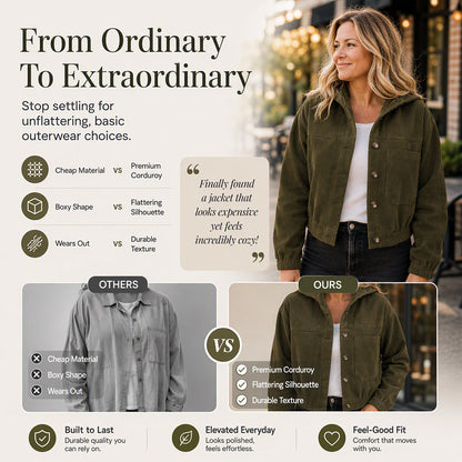 Women's Casual Corduroy Hooded Jacket