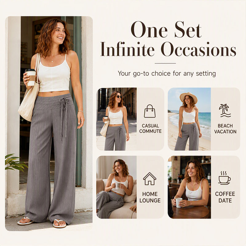 ⌛Limited-Time Offer-Women's Casual Striped Wide-Leg Pants