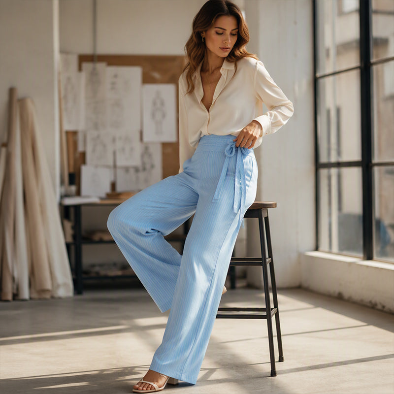 ⌛Limited-Time Offer-Women's Casual Striped Wide-Leg Pants