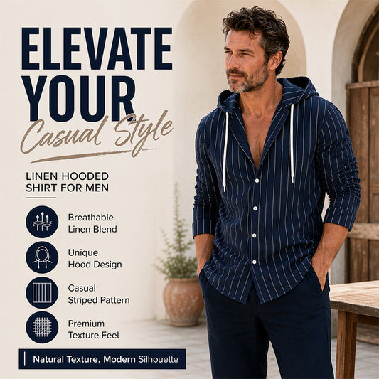 Men's Striped Long Sleeve Hooded Shirt