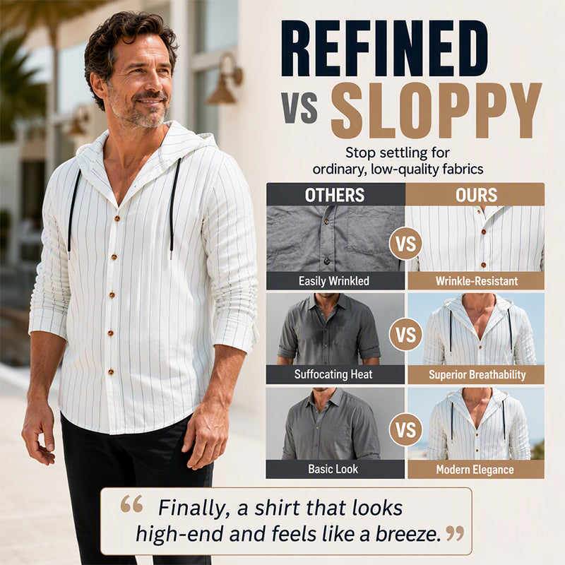 Men's Striped Long Sleeve Hooded Shirt