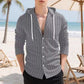 Men's Striped Long Sleeve Hooded Shirt