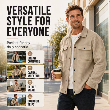Men's Casual Waffle Textured Jacket