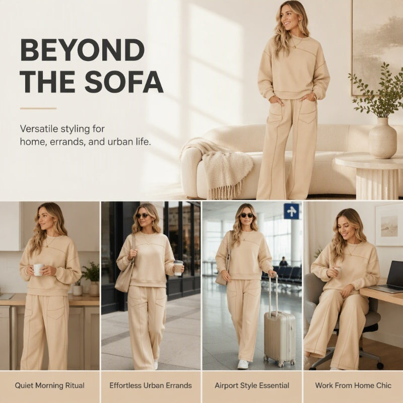 👗✨Women's Pullover Sweatshirt & Wide-Leg Pants Set