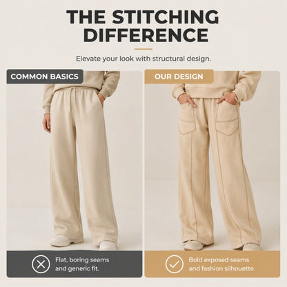 👗✨Women's Pullover Sweatshirt & Wide-Leg Pants Set