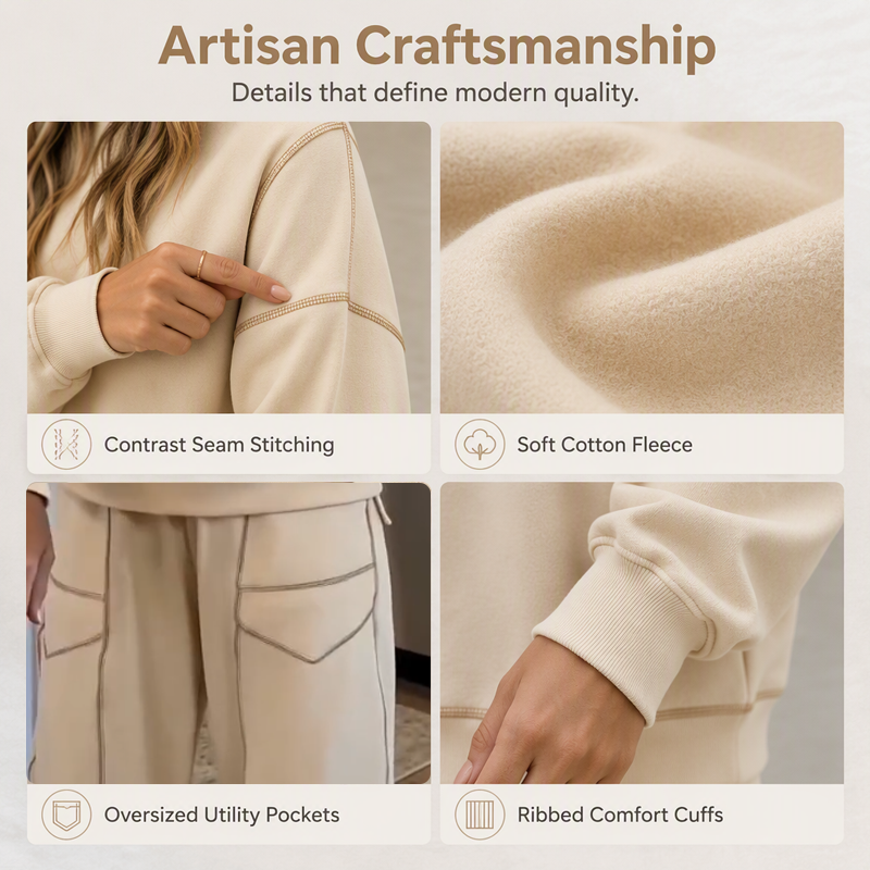 👗✨Women's Pullover Sweatshirt & Wide-Leg Pants Set